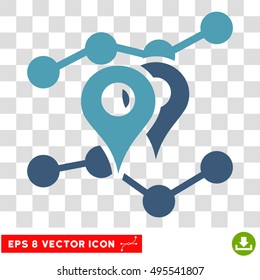 Vector Geo Trends EPS vector pictograph. Illustration style is flat iconic bicolor cyan and blue symbol on a transparent background.
