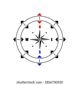 Vector geography science compass sign icon. Compass wind-rose illustration in flat minimalism style.