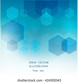 Vector Geometric Abstract Background of Blue ,form the hexagon .With place for your text.