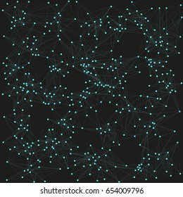 Vector geometric abstract background with connected line and dots. Molecular structure dna or neuron composition.