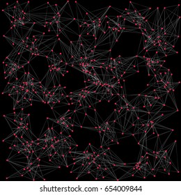 Vector geometric abstract background with connected line and dots. Molecular structure dna or neuron composition.