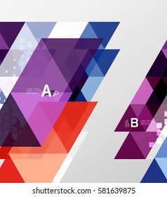 Vector geometric abstract background, minimalistic design with option text