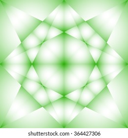 Vector geometric abstract background with triangles. Green diamond.
