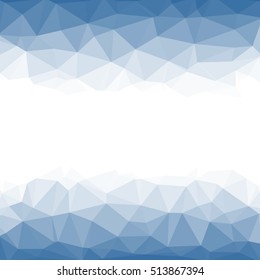 Vector geometric abstract background with triangles. Modern 3D banner design.  Blue and white texture. 