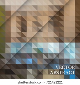vector geometric abstract background with triangles of gray, blue and beige, and transparent lines