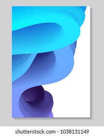 Vector geometric abstract blue liquid 3D waves A4 template for your design