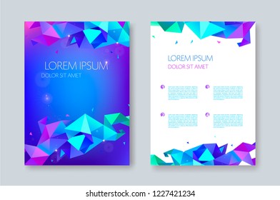 Vector geometric abstract brochure design, facet triangle style. flyer, poster template. Cover design. 
