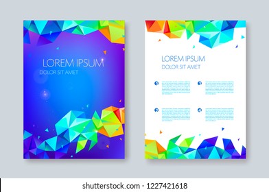 Vector geometric abstract brochure design, facet triangle style. flyer, poster template. Cover design. 