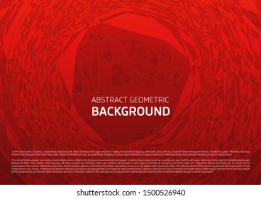 Vector geometric abstract colorful background in red color