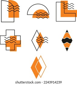 Vector geometric abstract elements in memphis design. geometric shapes
