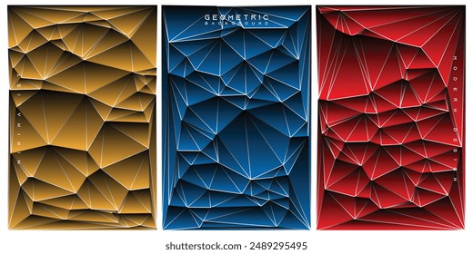 Vector geometric abstract gradient triangles shapes background set collection.
