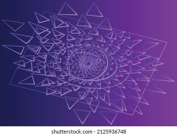 Vector geometric abstract mandala on purple background.