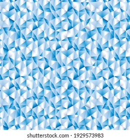 Vector. Geometric abstract  mosaic style seamless pattern, triangle shapes. Blue and white gradients.