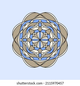 Vector geometric abstract ornament. Simple mandala. Hand drawn design element. Isolated ethnic print.