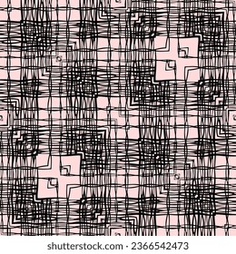 Vector geometric abstract pattern for design of hijab, shawl, tablecloth, pillowcases, seamless bicolor pink gray background