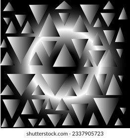 Vector geometric abstract pattern in the form of numerous triangles of different sizes on a gray gradient background