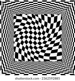 Vector geometric abstract pattern in the form of black checks on a white background