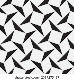 Vector geometric abstract square seamless black triangles with grey contour pattern.
