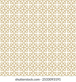 Textura abstracta geométrica de Vector. Patrón dorado sin fisuras con líneas curvas, siluetas florales, Formas orgánicas, rejilla, celosía. Oro simple y fondo de adorno blanco. Elegante diseño geo repetitivo