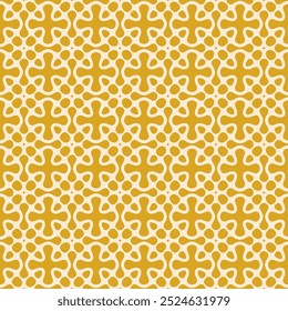 Textura abstracta geométrica de Vector. Patrón transparente amarillo y beige con líneas curvas, siluetas florales, Formas orgánicas, rejilla, puntos. Fondo de adorno simple. Moderno estilo retro diseño repetido