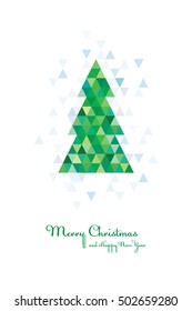Vector geometric abstract tree sign. Drawing using triangles.