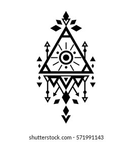 Vector geometric alchemy print. Bohemian ethnic ornament. Sacred geometry, esoteric or mystic shapes and symbols. Magic tribal vector illustration
