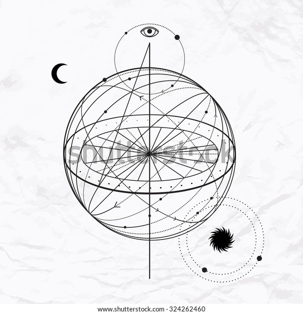 Vector Geometric Alchemy Symbol Eye Moon Stock Vector (Royalty Free ...