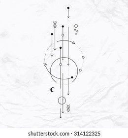 Vector Geometric Alchemy Symbol Moon Arrows Stock Vector (Royalty Free ...