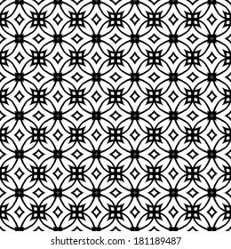 Vector geometric art deco pattern with lacing shapes in black and white. 