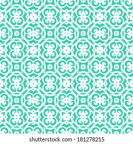 Vector geometric art deco pattern with lacing shapes in aqua blue and white. 