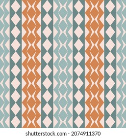 Vector geometric aztec triangle rhombus square shape ethnic tribal color design seamless pattern background. Use for fabric, textile, interior decoration elements, upholstery.