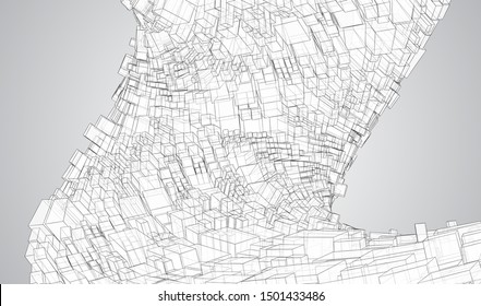 vector geometric background. abstract square shapes and bends