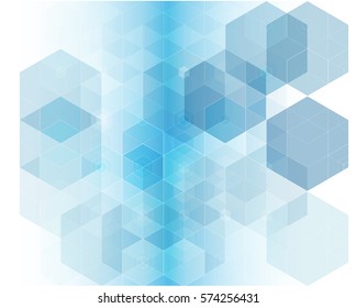 Vector geometric background with blue hexagons