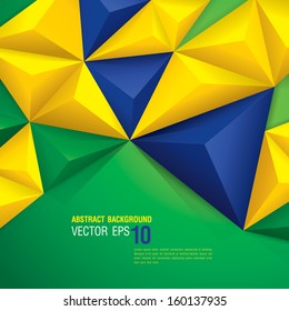 Vector geometric background in Brazil flag concept. Can be used in cover design, book design, website background, CD cover, advertising.