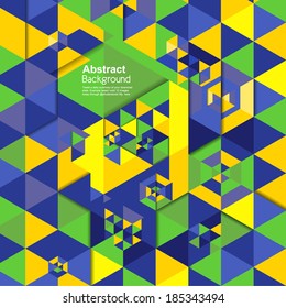 Vector geometric background in Brazil flag concept