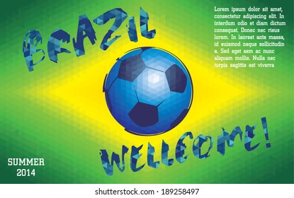 Vector geometric background in Brazil flag concept