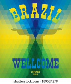 Vector geometric background in Brazil flag concept