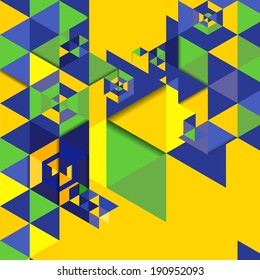 Vector geometric background in Brazil flag concept