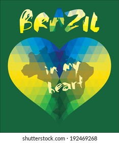 Vector geometric background in Brazil flag concept 
