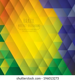 Fondo geométrico vectorial en el concepto de color de la bandera de Brasil. Se puede utilizar en diseño de portada, diseño de libro, fondo de sitio web, portada de CD, publicidad. 