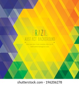 Vector geometric background in Brazil flag color concept. Can be used in cover design, book design, website background, CD cover, advertising. 