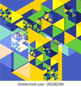 Vector geometric background in Brazil flag concept
