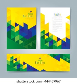 Vector geometric background in Brazil flag concept for annual report brochure flyer design vector template, leaflet cover presentation, layout in A4 size and abstract banner template.