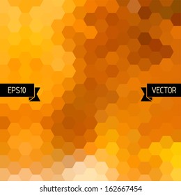 Vector geometric background with colorful hexagons. Orange honey combs pattern