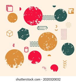 Vector geometric background combined with retro vintage style grain texture suitable for banner, flyer, poster and others