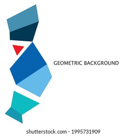 Vector geometric background consisting of blue-colored quadrilaterals and a red triangle. Abstract vector illustration