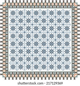 vector geometric background with elements of flowers and plants on the motives of Russian and Ukrainian folk art