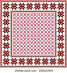 vector geometric background with elements of flowers and plants on the motives of Russian and Ukrainian folk art