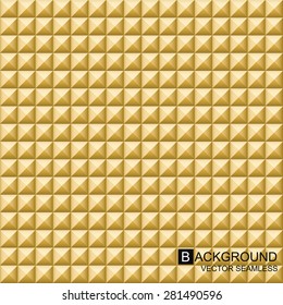 Vector geometric background. Gold seamless cubes.