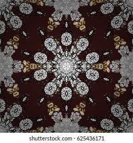 Vector geometric background. Golden color seamless illustration. For your design, wallpaper. Golden pattern on brown background with golden elements.